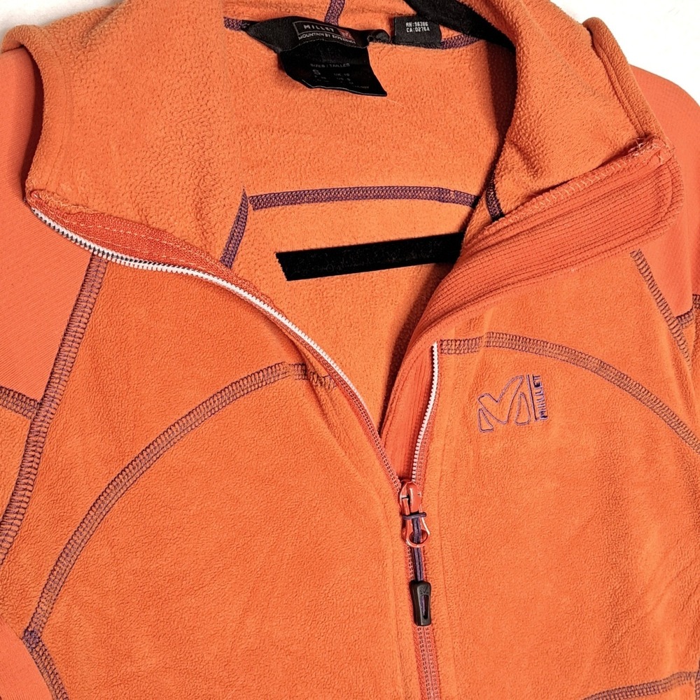 Millet Fleece Jacket Womens Small Orange Full Zip Hood Technical Hiking MIV4762 - Picture 11 of 16
